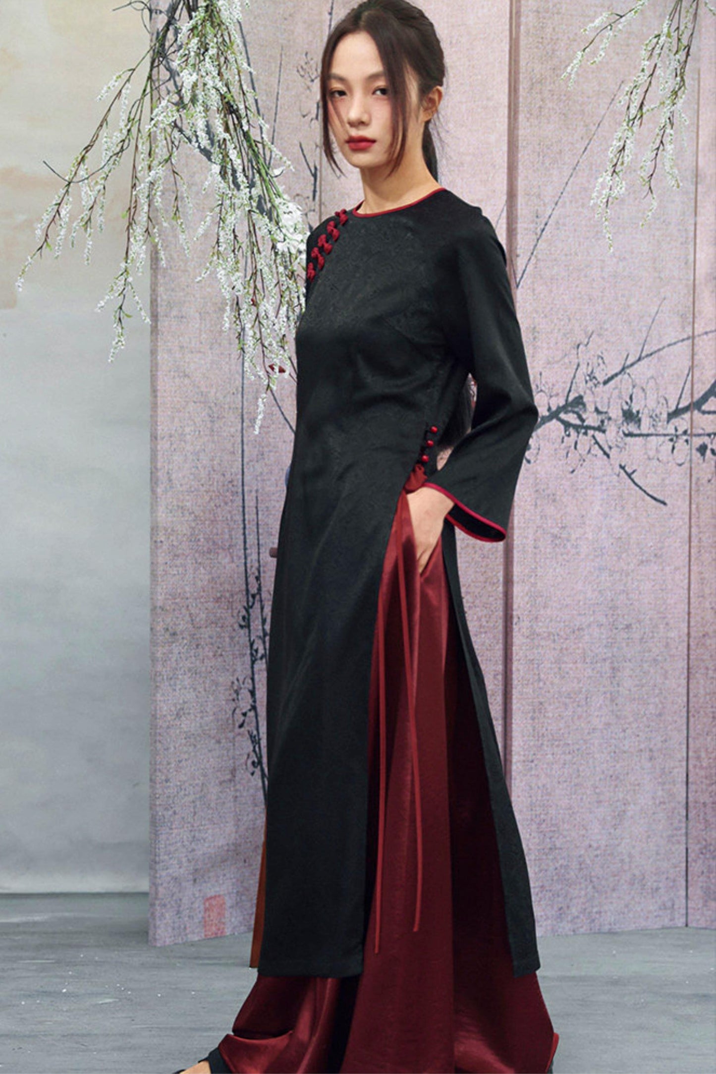 Jacquard Chinese-Style Long Shirt
