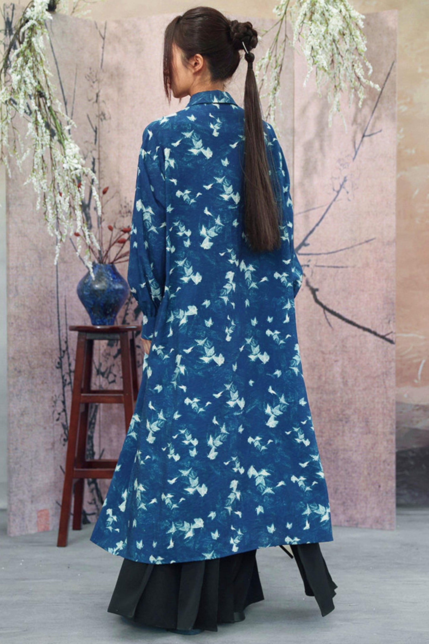 Vintage Blue Trench Shirt Dress