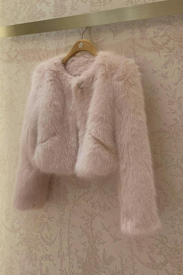 Lace Waist Slim Fit Dress + Fur Coat