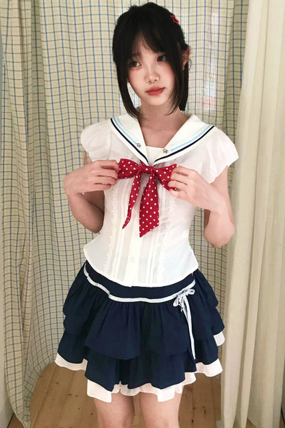 セーラートップス＋ドットスカート