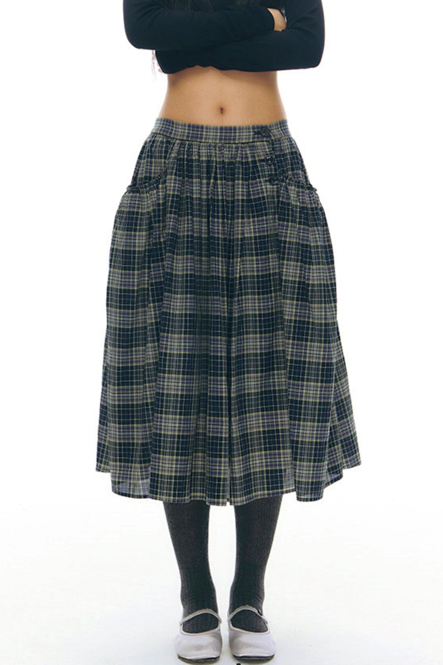 チェックレトロミディスカート
