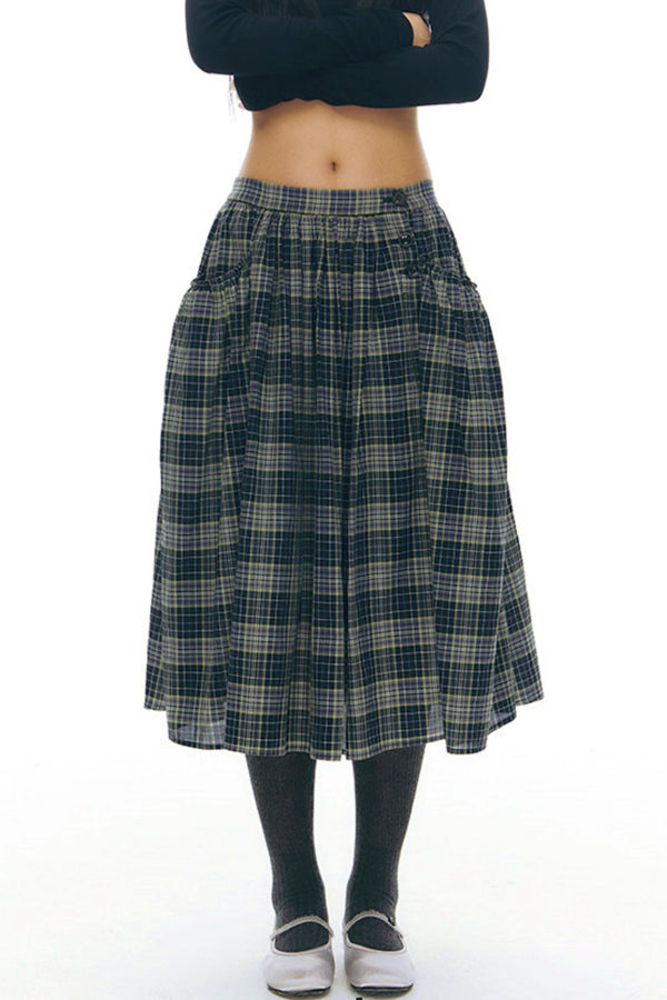 チェックレトロミディスカート