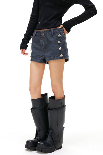 Y2K Heart Wash Mini Skirt