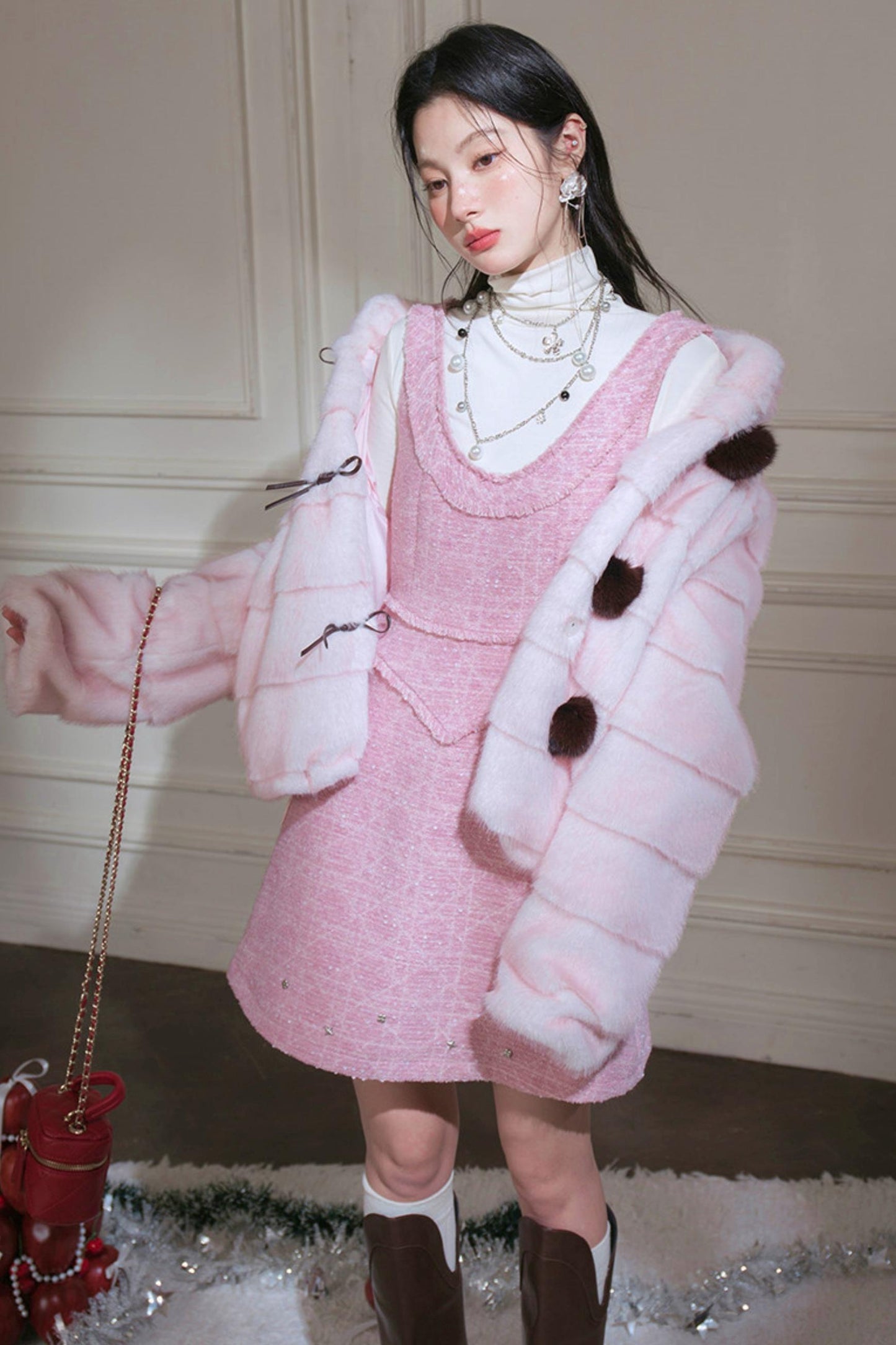 Sweetheart Glitter Tweed Dress