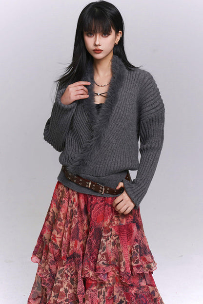 ソフトVネックニットセーター