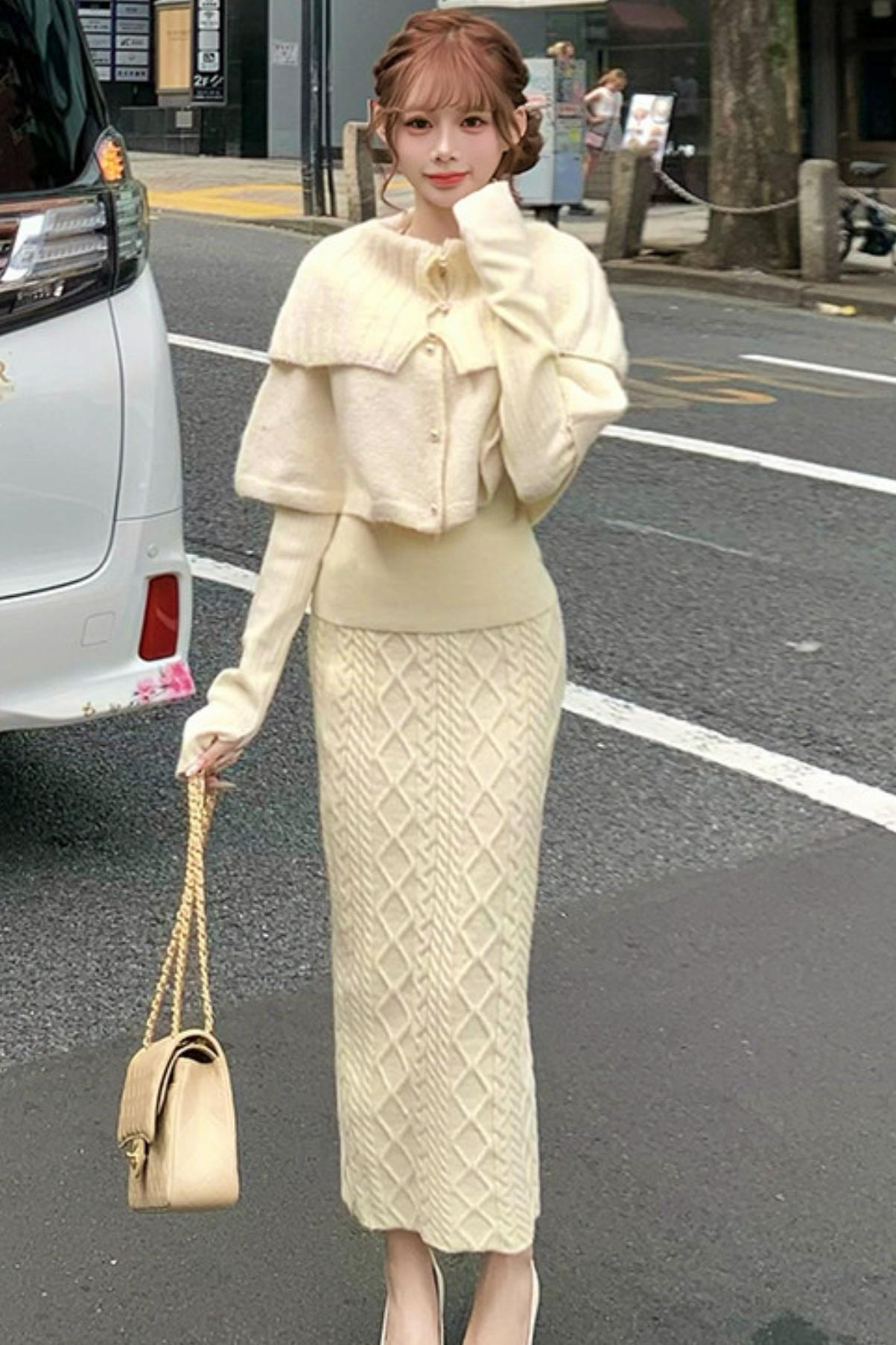 キュートフィットロングスリーブトップス＋レーストリムベースアンダーウェア