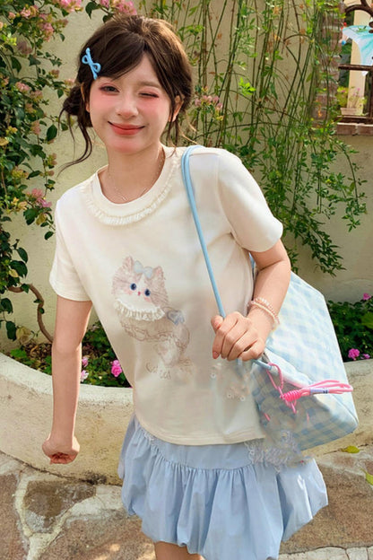 貓咪印花夏季上衣