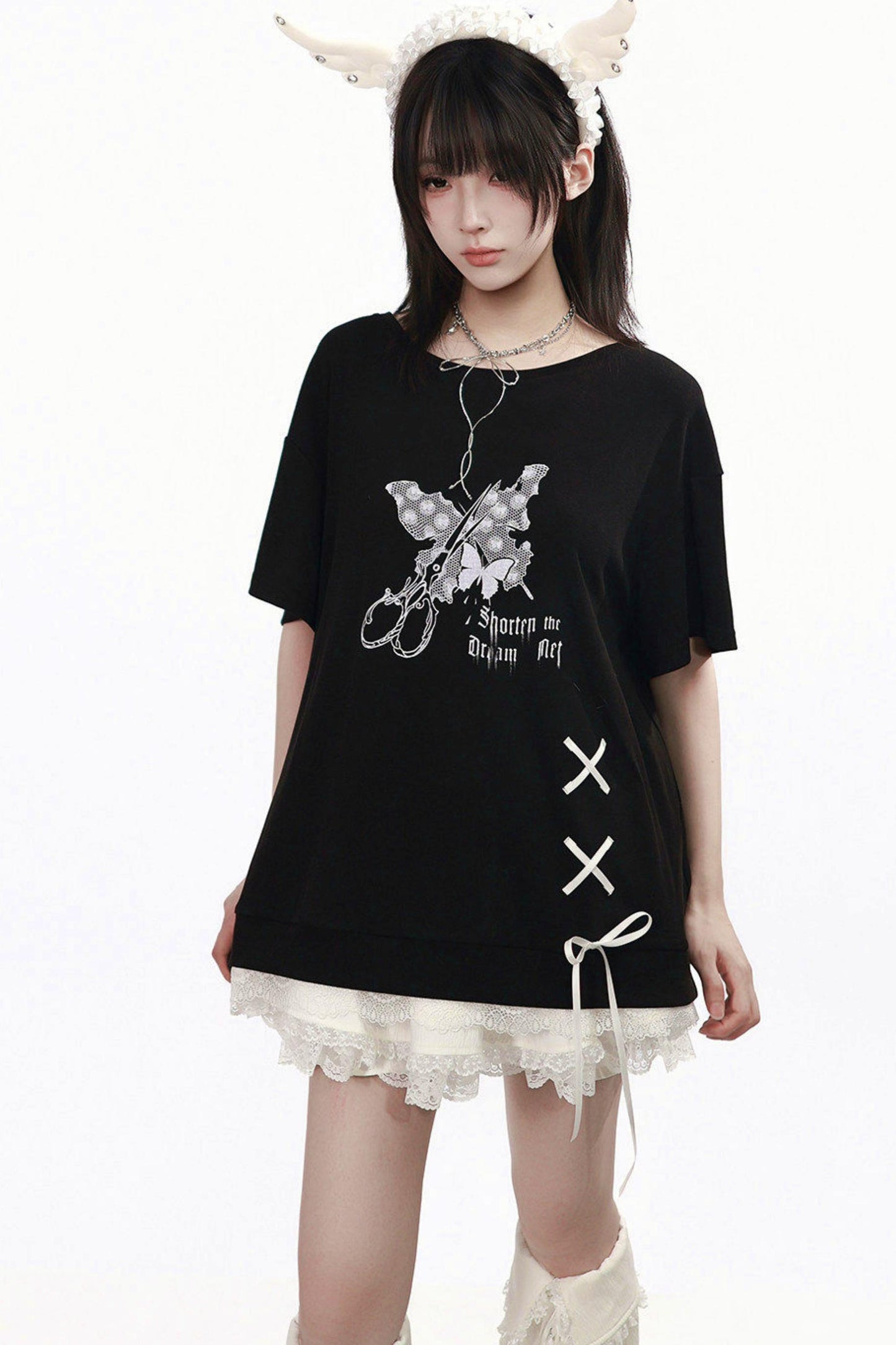 サブカルバタフライTシャツ+スカート+レッグカバー
