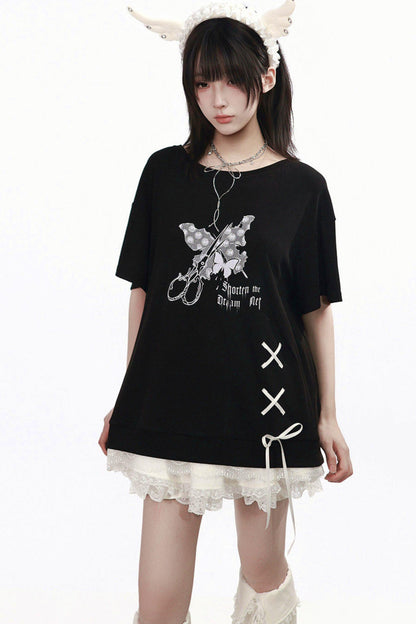 サブカルバタフライTシャツ+スカート+レッグカバー