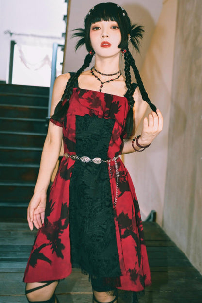 Dunkelkrähen-Chiffonkleid