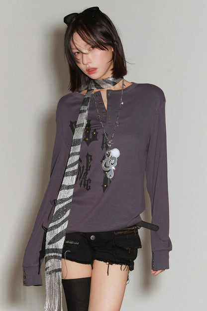 Lyocell Henley Collar Top