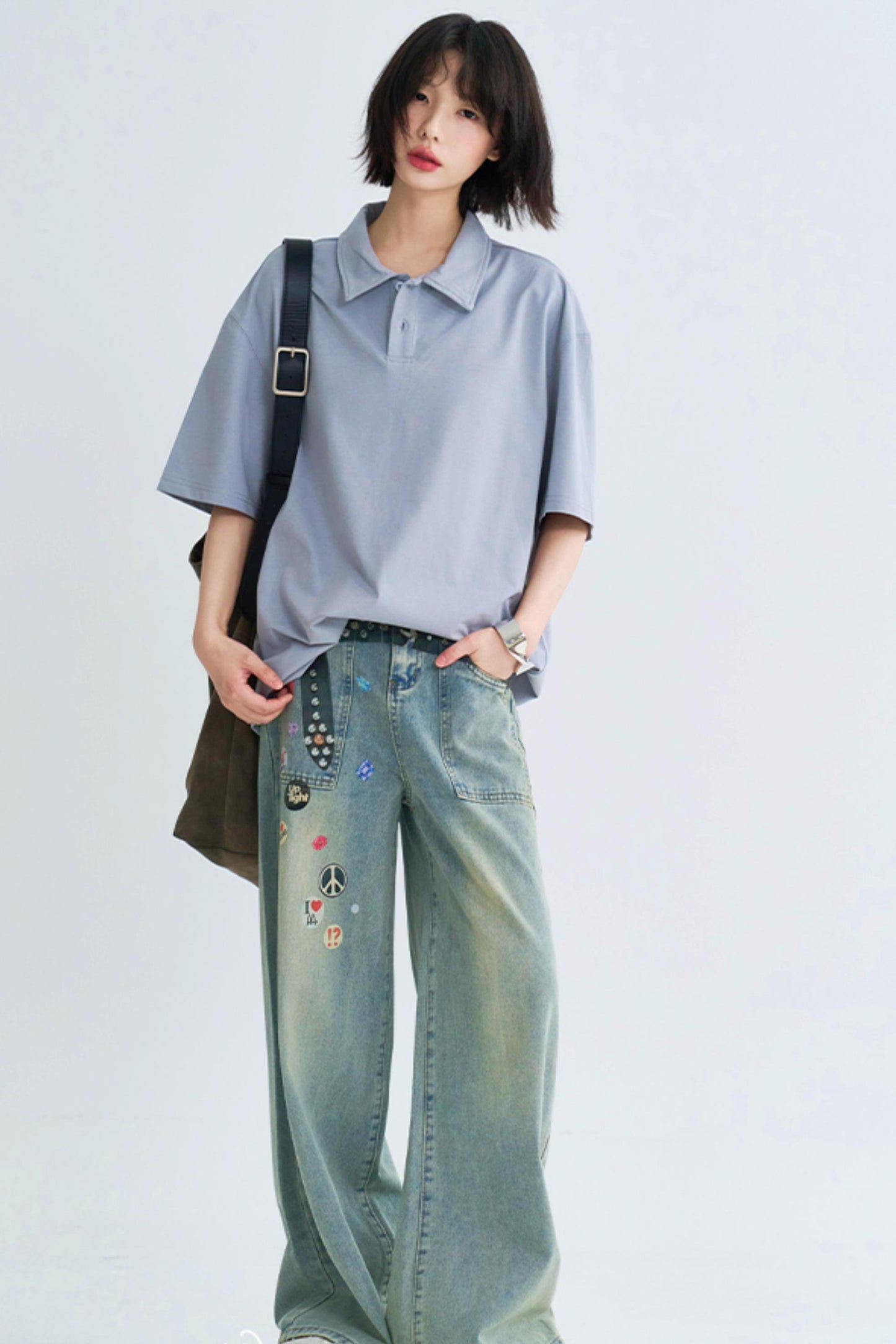 Minimalist Solid Polo Neck Top