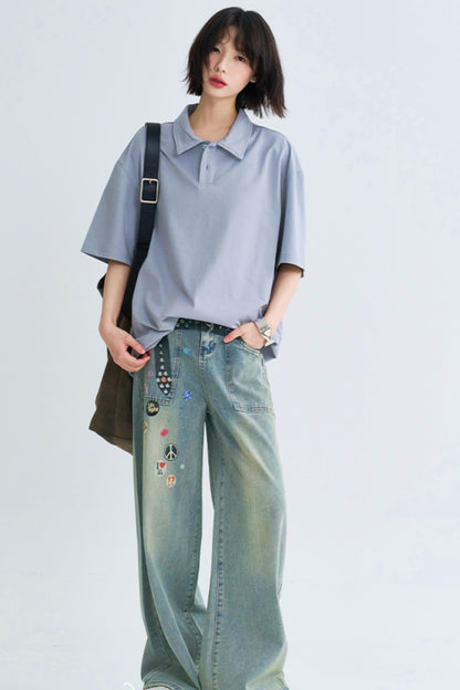 Minimalist Solid Polo Neck Top