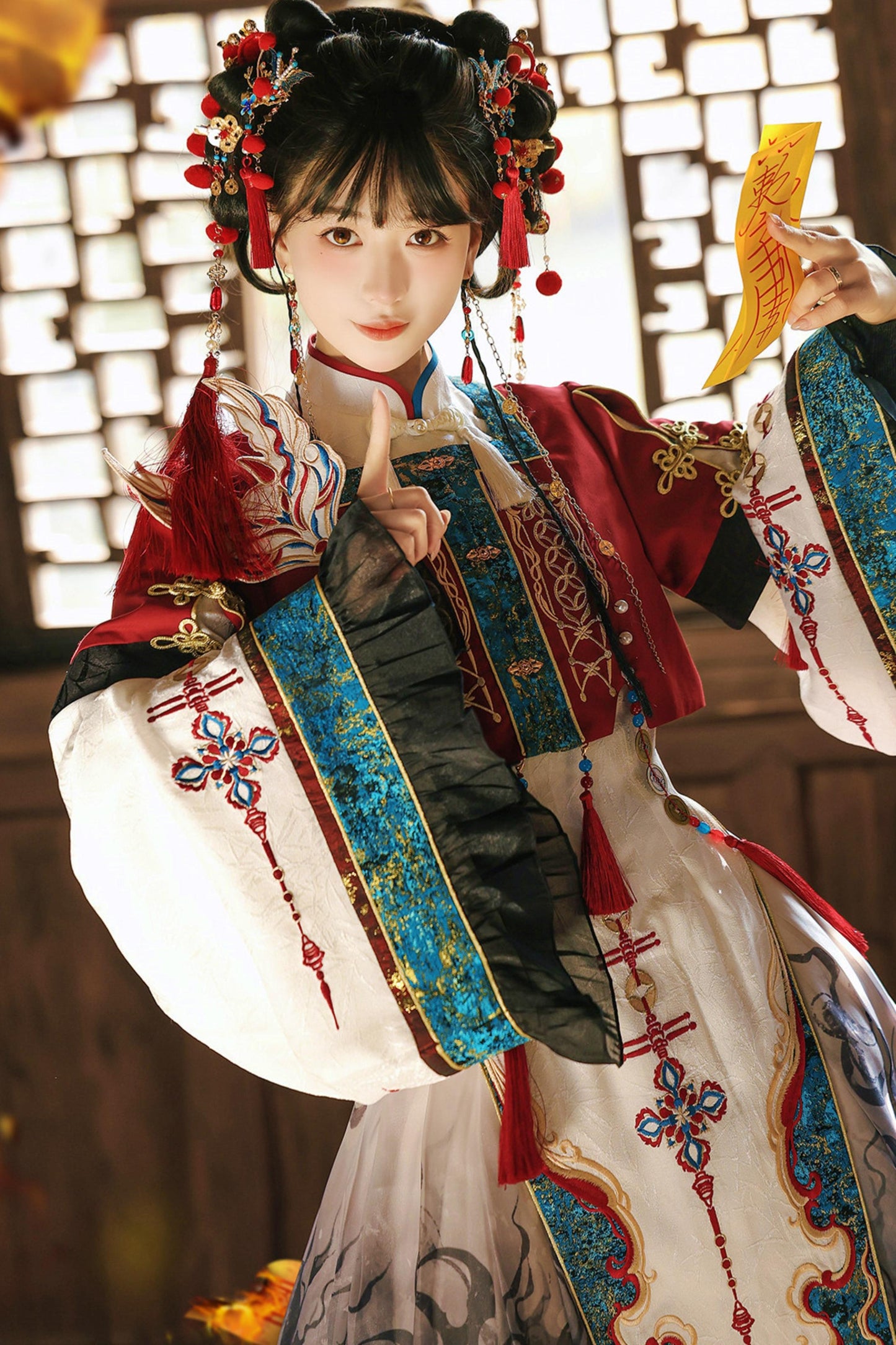 Robe Lolita Cyber Chine Fantaisie + Haut + Vêtement d'extérieur + Jupe + Guêtres