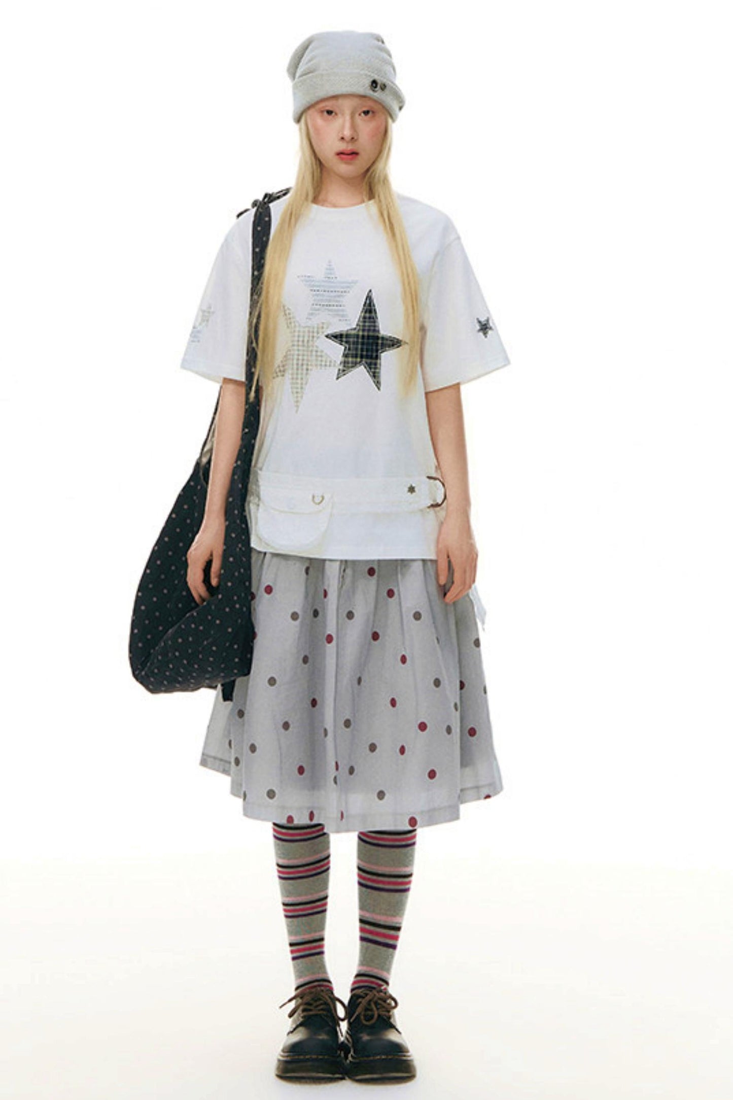 Retro Polka Dot Midi Skirt