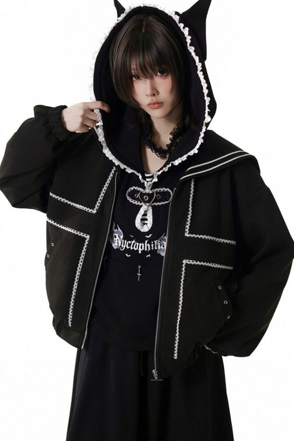 Black Slimming Jacket + Hoodie + Skirt + Leg Warmers