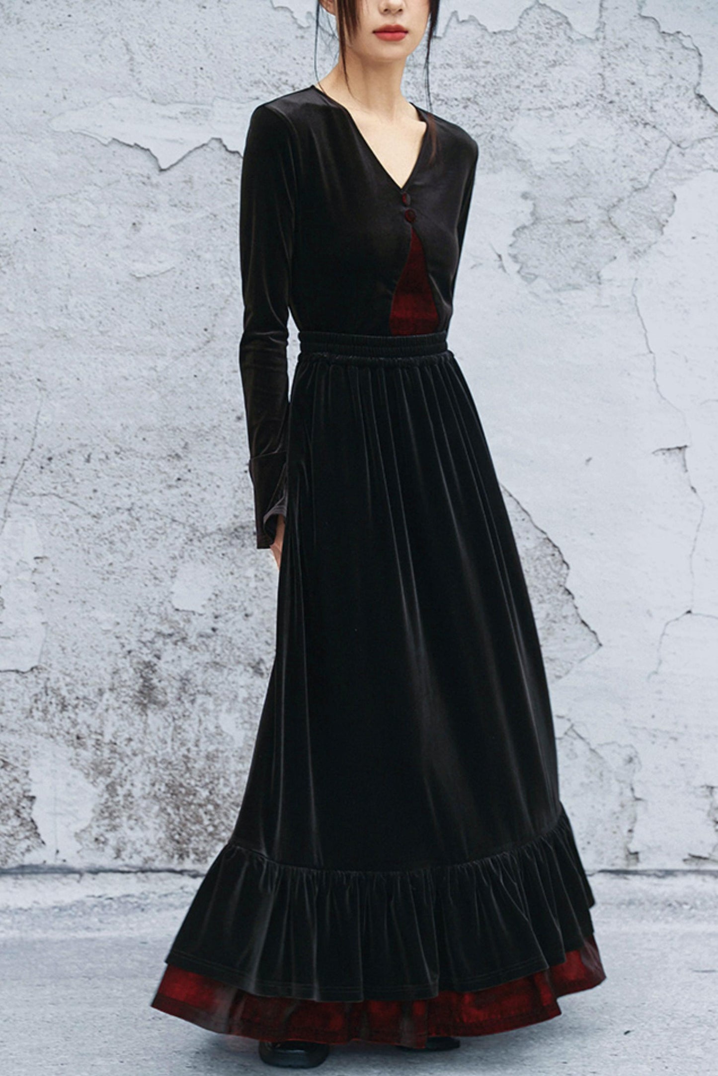 ゴシックベルベットベルスリーブブラウス