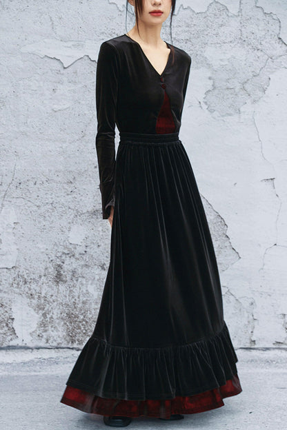 ゴシックベルベットベルスリーブブラウス