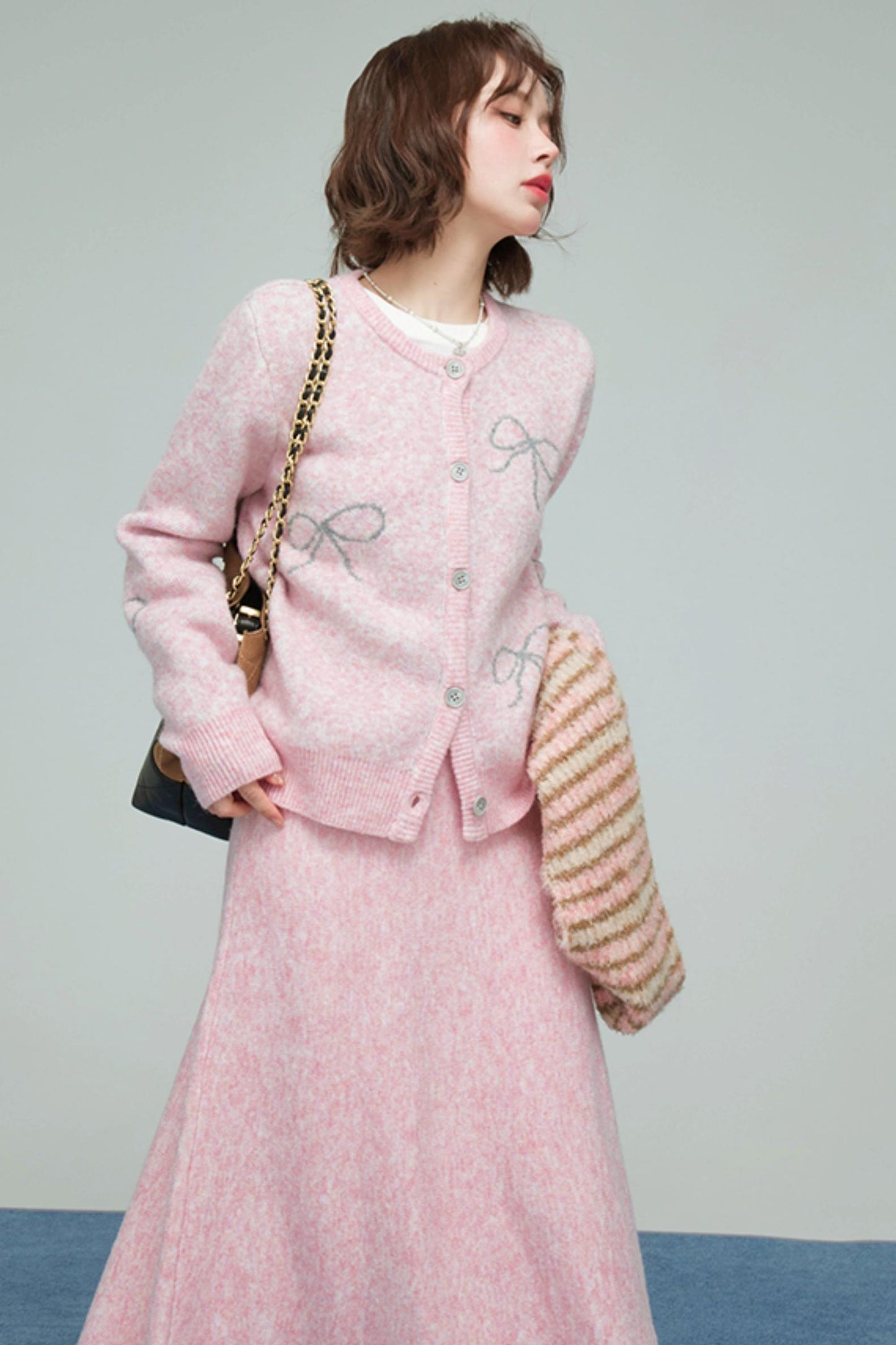 スウィートジャカードニットカーディガンセット