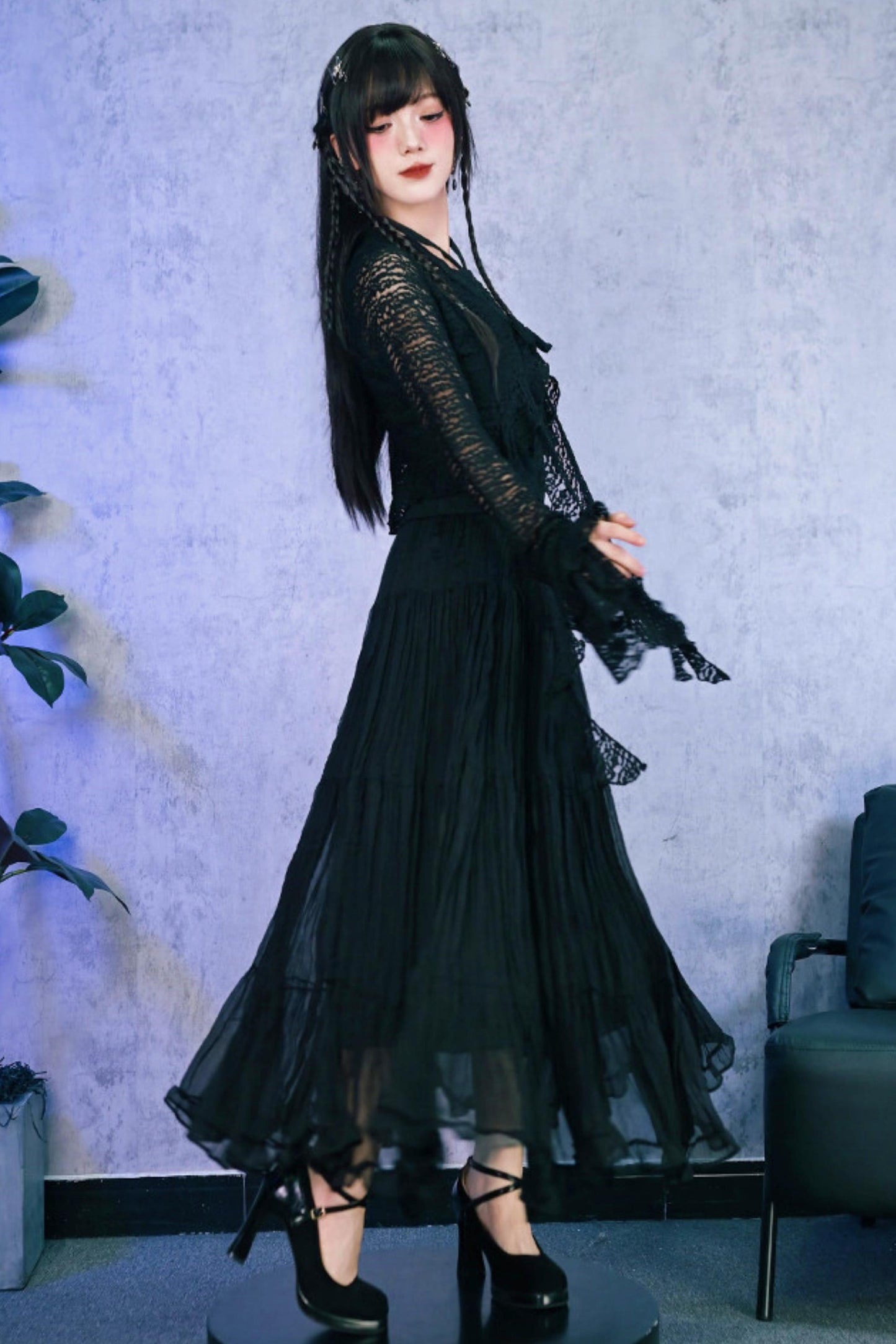 Gothic Chiffon Long Skirt