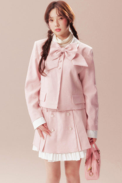Eden Garden Pink Jacket + High Waist A-line Skirt