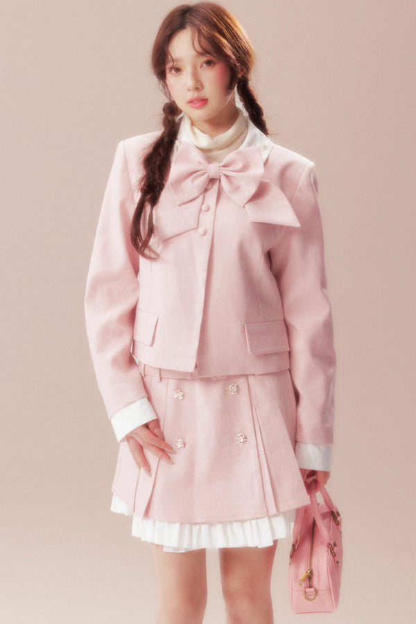 Eden Garden Pink Jacket + High Waist A-line Skirt
