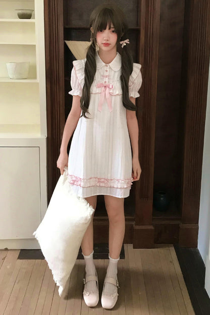 Sweet Pink Jacquard Dress + Apron Skirt