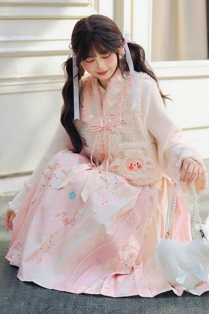 Pink Lamb Pleated Skirt