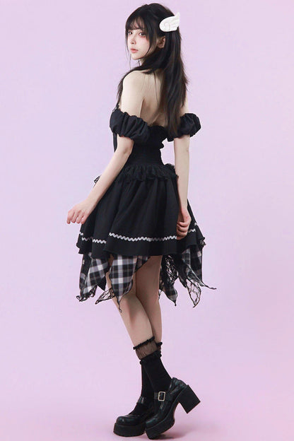 Robe punk gothique subculturelle à carreaux