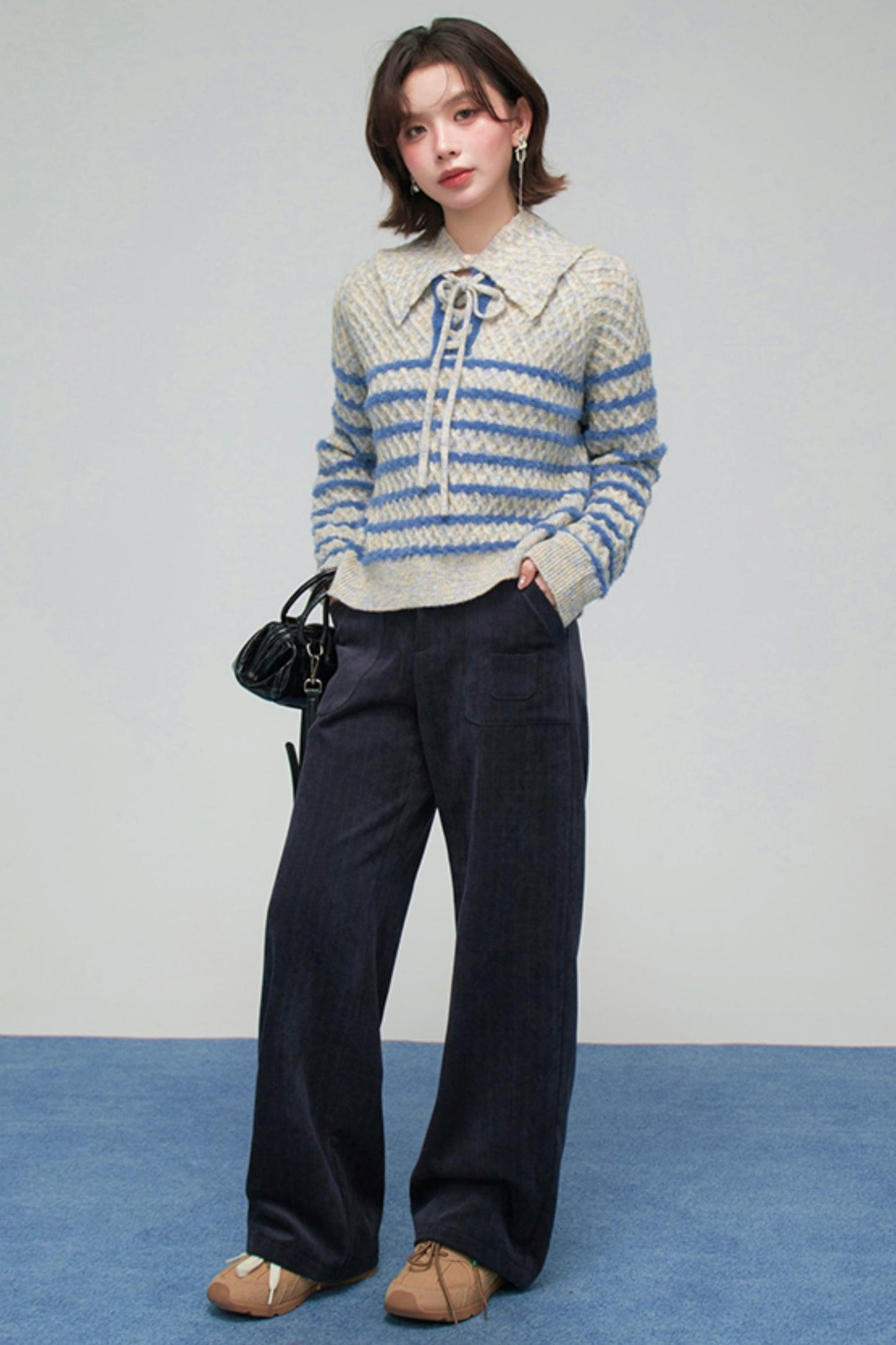 カラーブロックボーダーニット