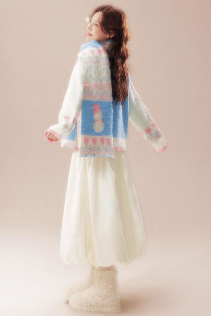 Sweet Fair Isle Sweater Cardigan + Scarf