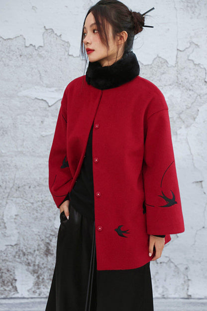 Fayan Embroidered Wool Coat