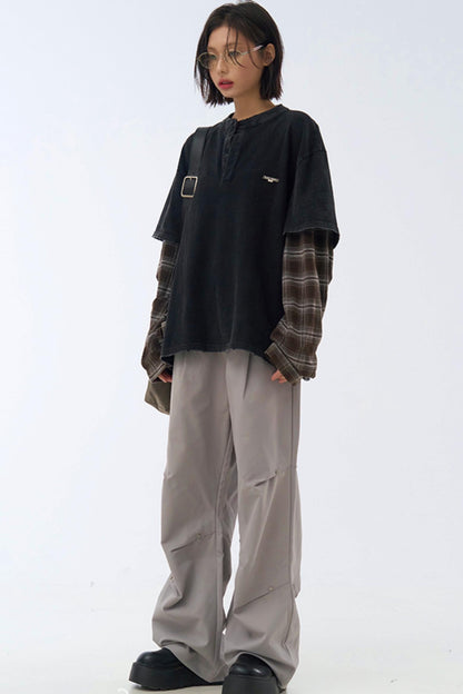 カラーブロックロングスリーブTシャツ