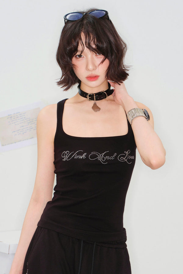 Rhinestone Curved Hem Camisole