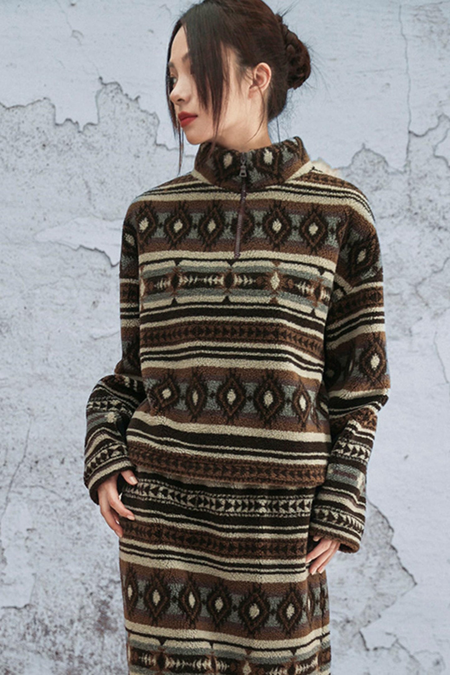 ラムウールジオメトリックジャケット