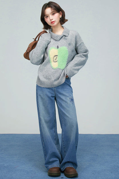 アップルラペルカラーセーター