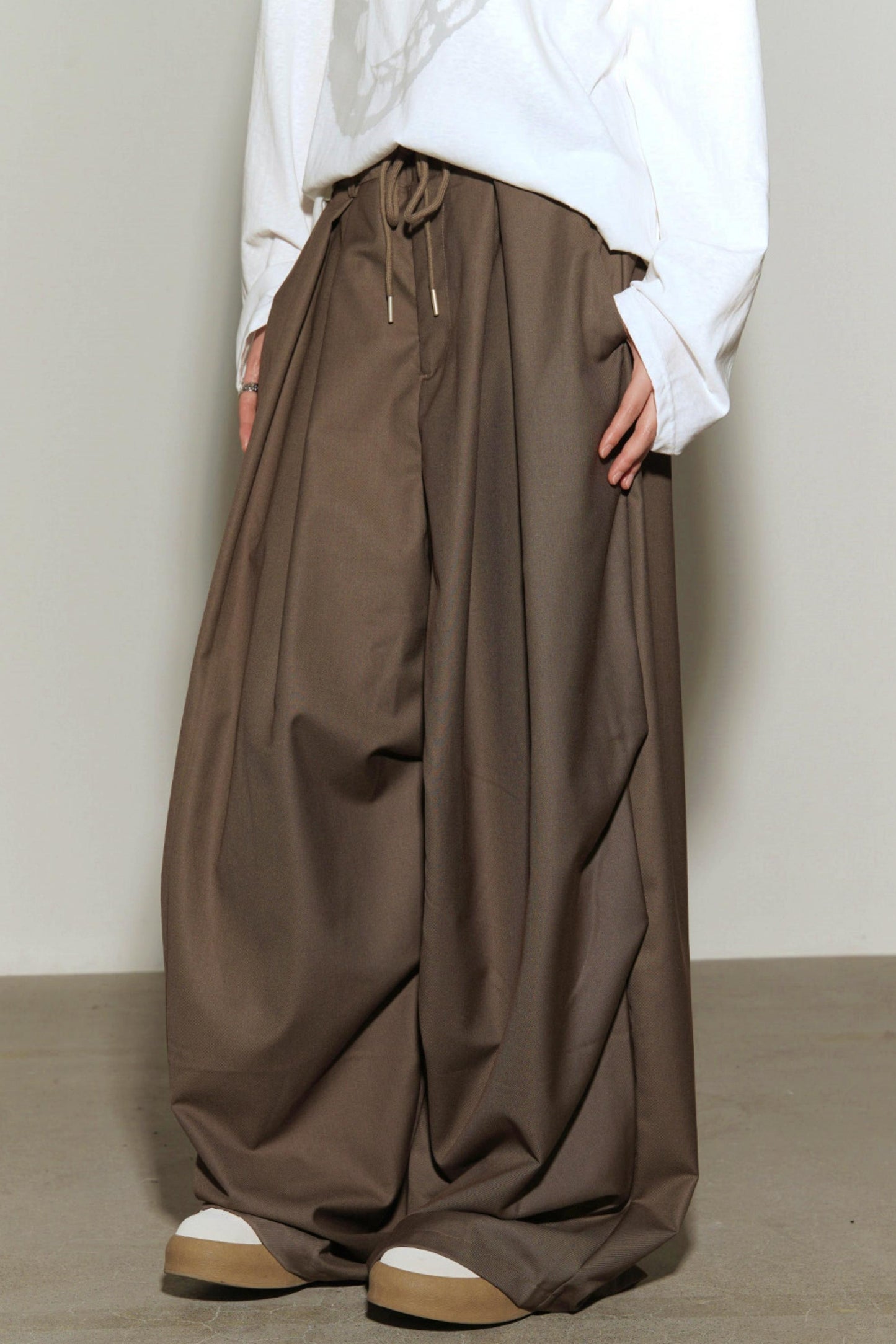 重力高腰阔腿裤