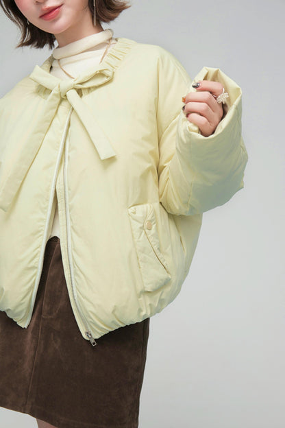 リボンショートダウンジャケット