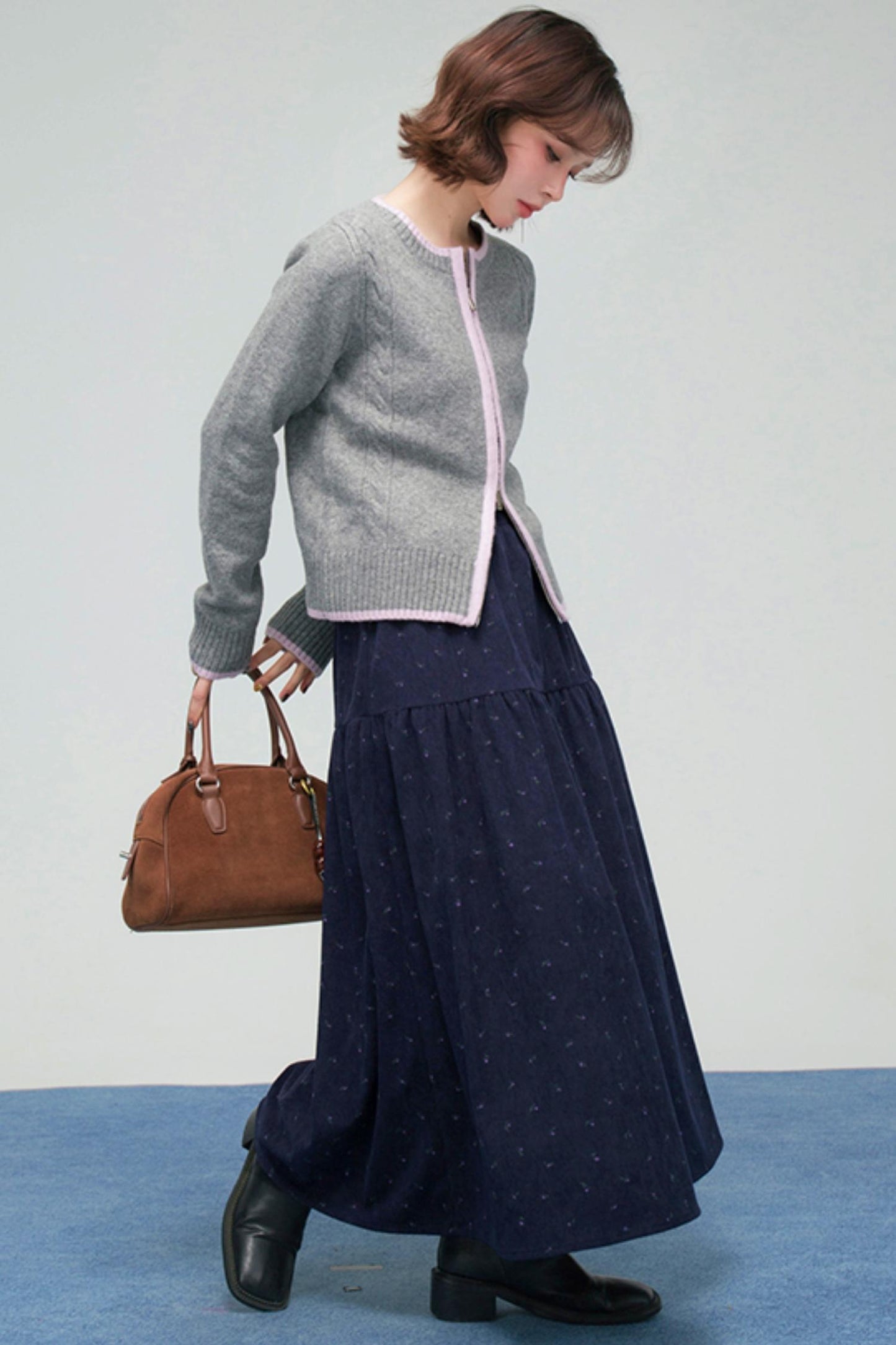 コーデュロイフローラルティアードスカート