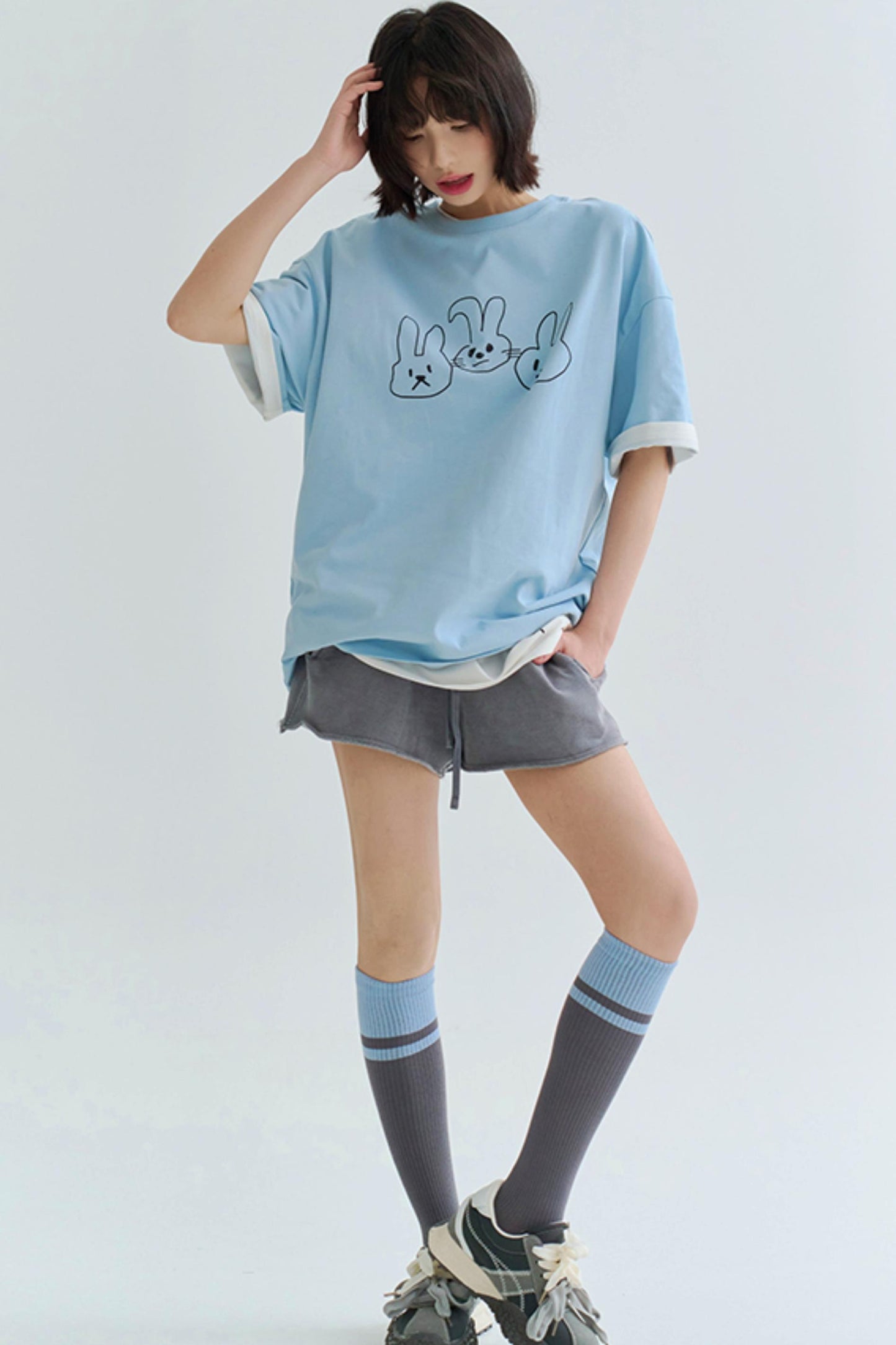 T-shirt doux à imprimé cordon