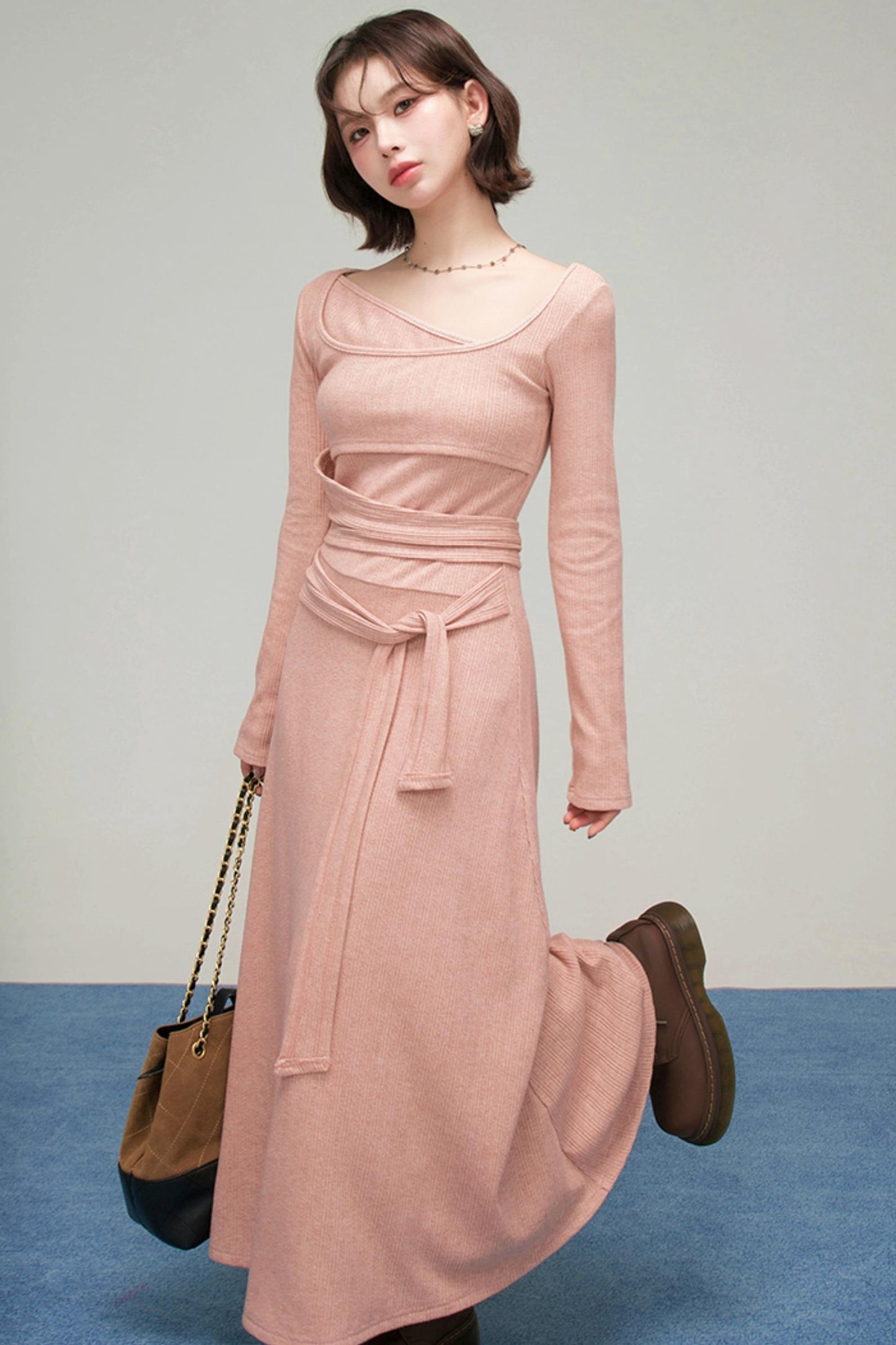 スイートロングニットドレス