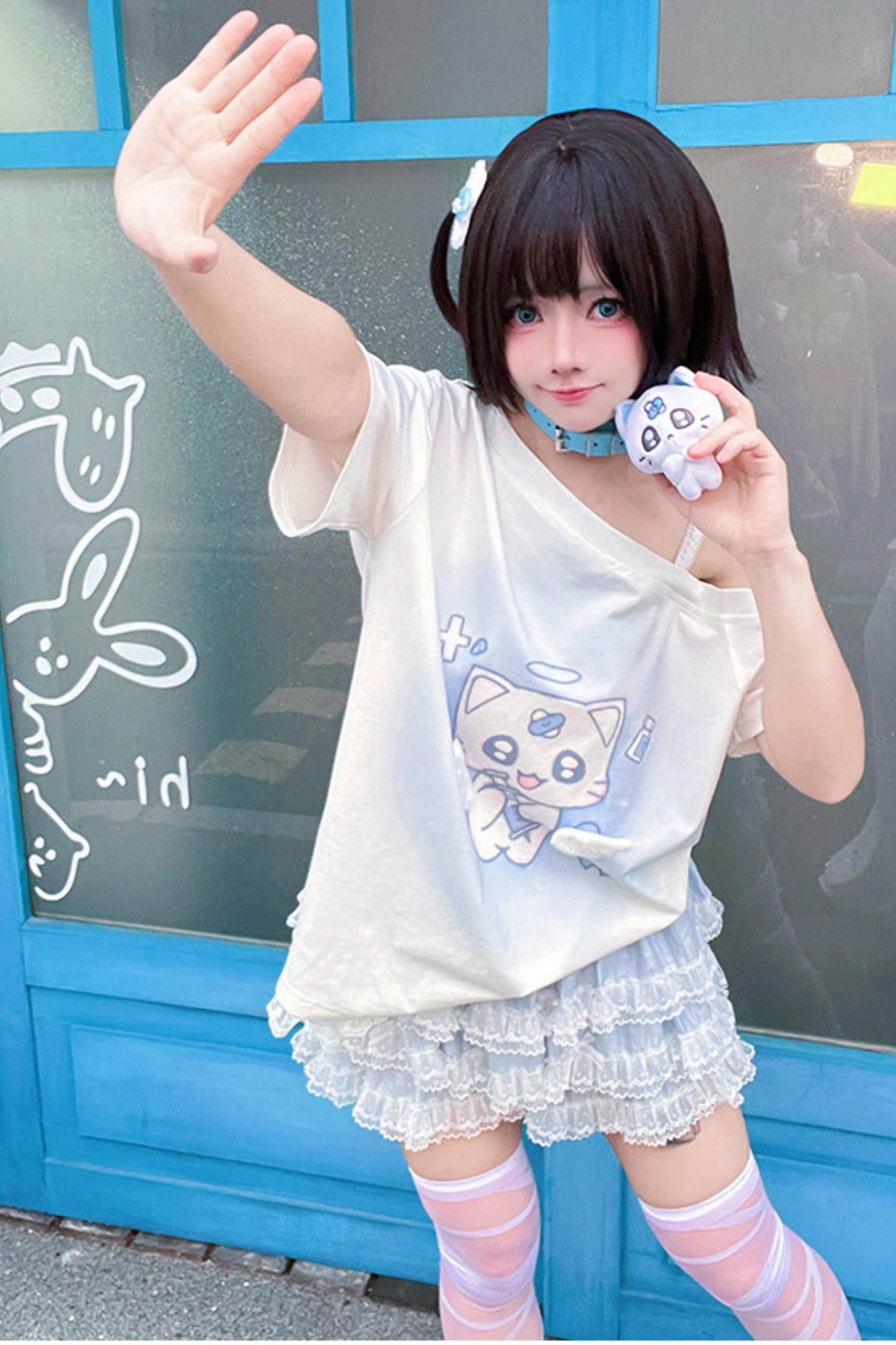 【天使界隈】エンジェルナースキャットTシャツ