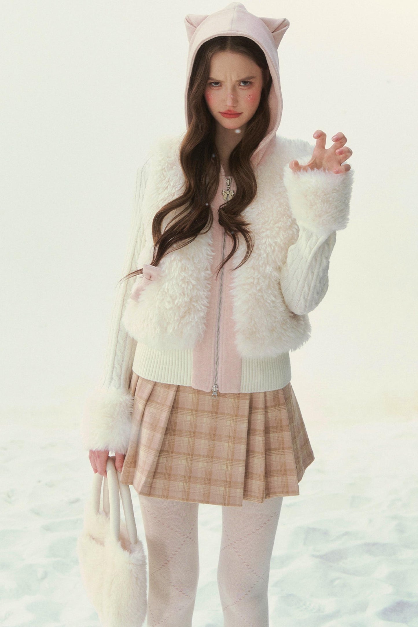 Cat Ear Fur Knit Jacket