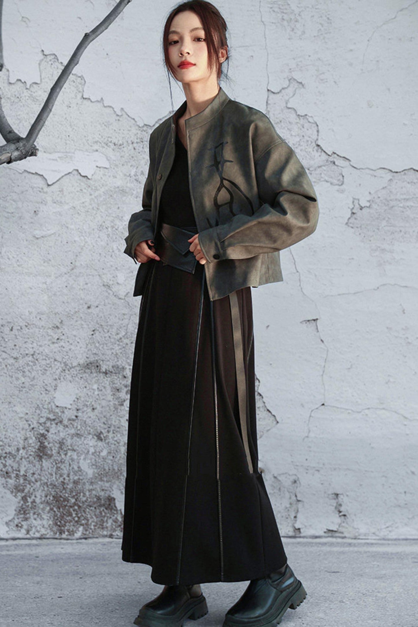 スタンドアップカラーレザージャケット