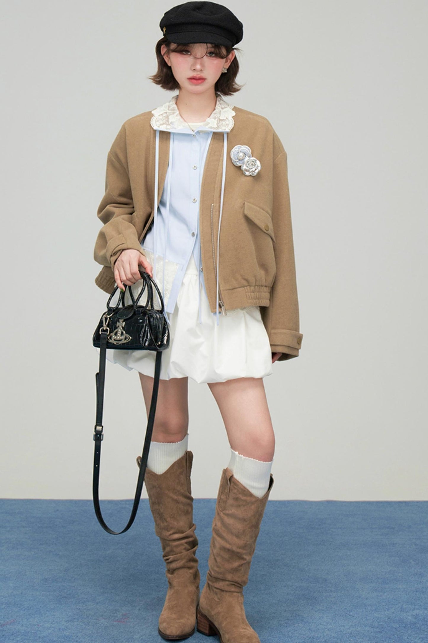 ラテクロワッサンブイネックジャケット