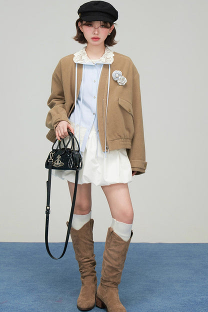 ラテクロワッサンブイネックジャケット