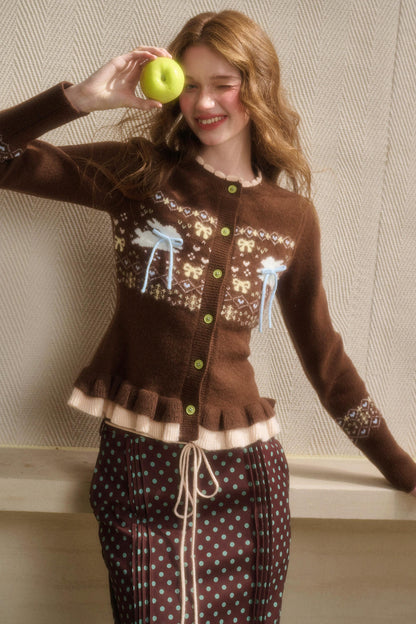 リボンフェアアイルカーディガン+スカート