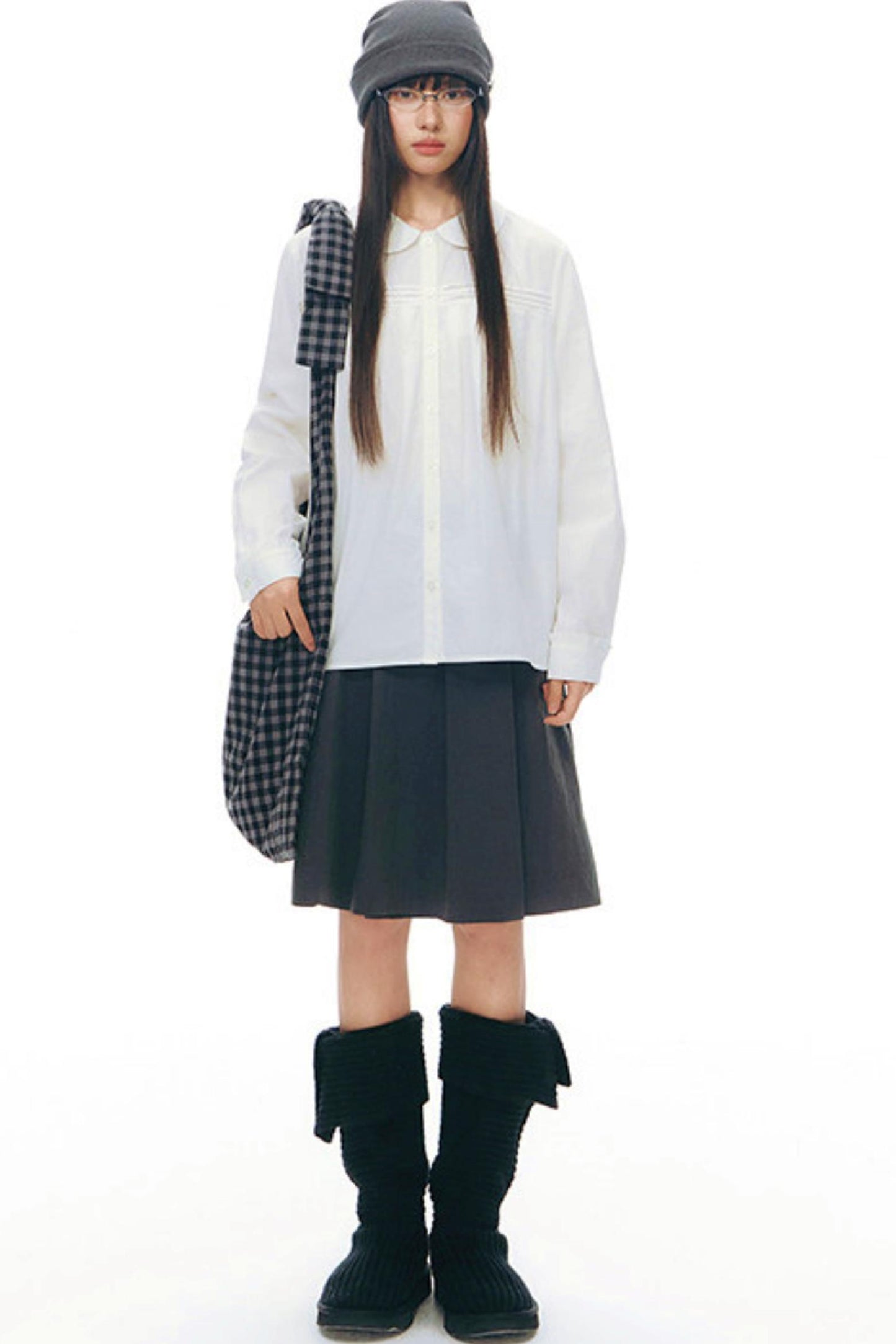 ドールカラープリーツコットンブラウス