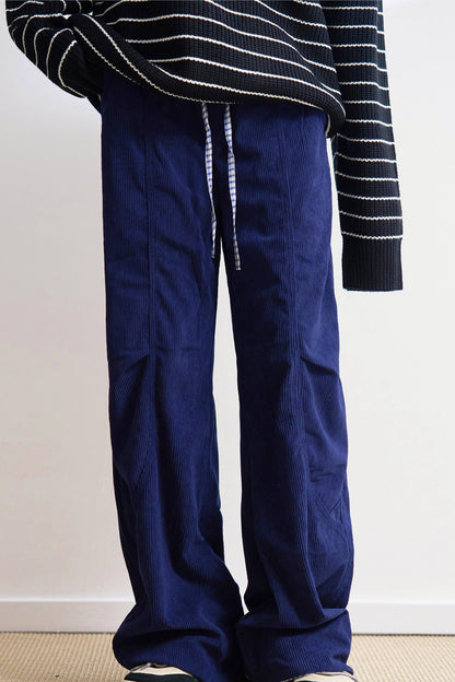 ストレートレッグソリッドコーデュロイスラックス