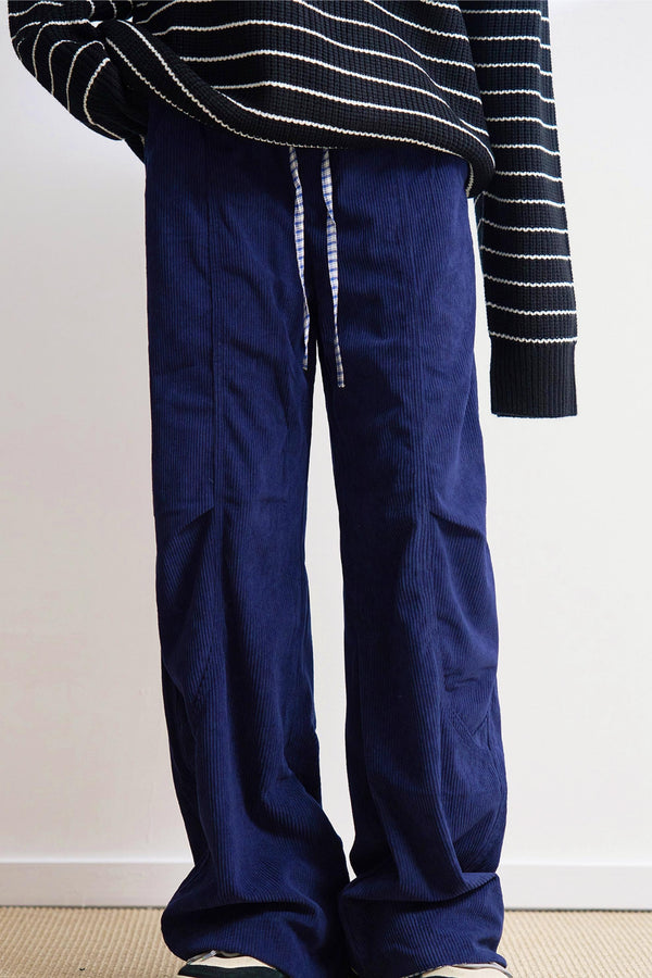 ストレートレッグソリッドコーデュロイスラックス